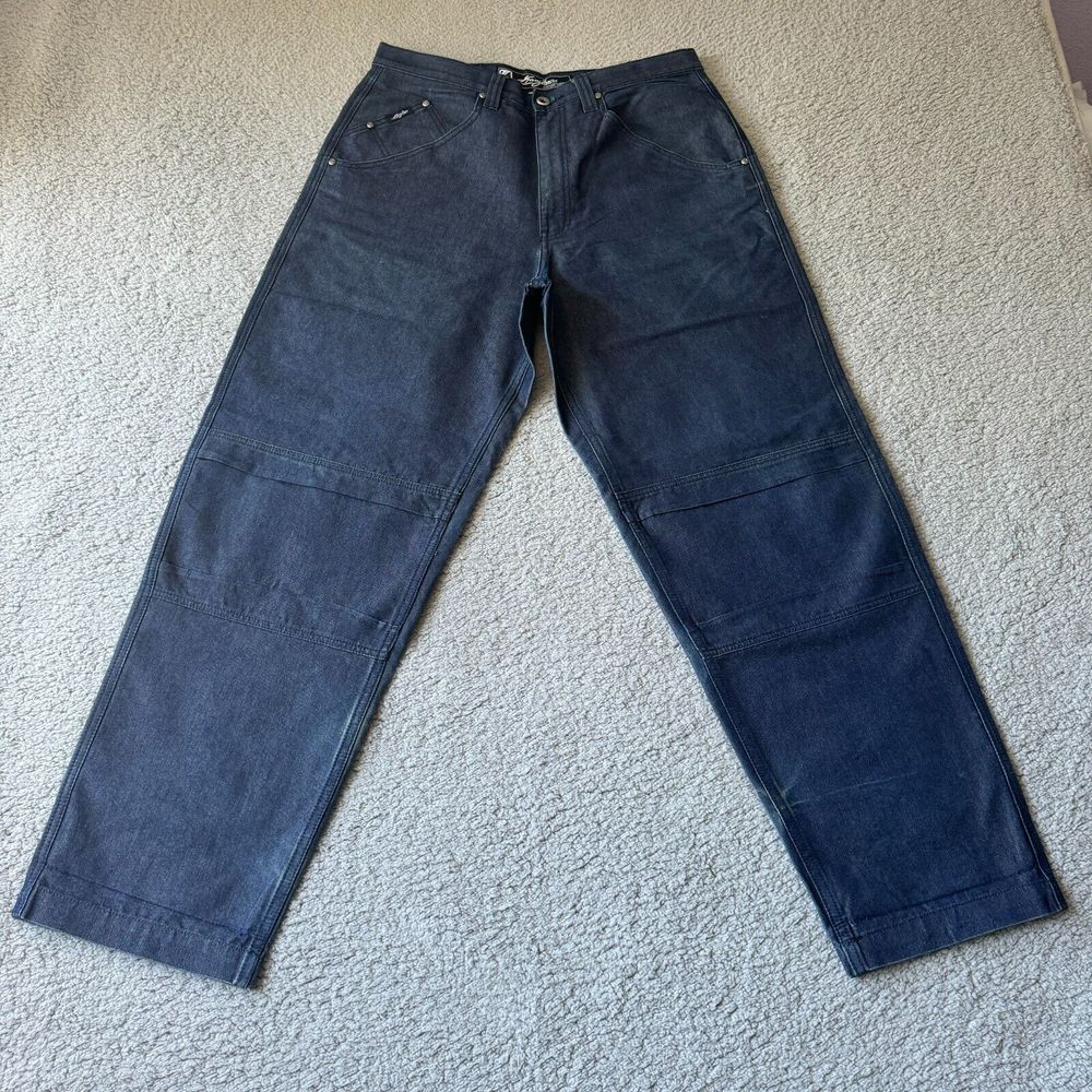 VINTAGE Karl‎ Kani Jeans Mens 36x34 Blue Baggy Straight Denim Pants Hip Hop Y2K